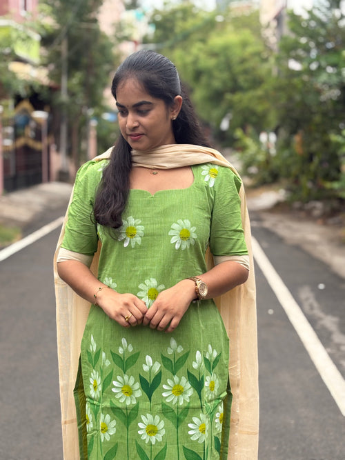 Brush Paint Handloom Cotton Suit Set