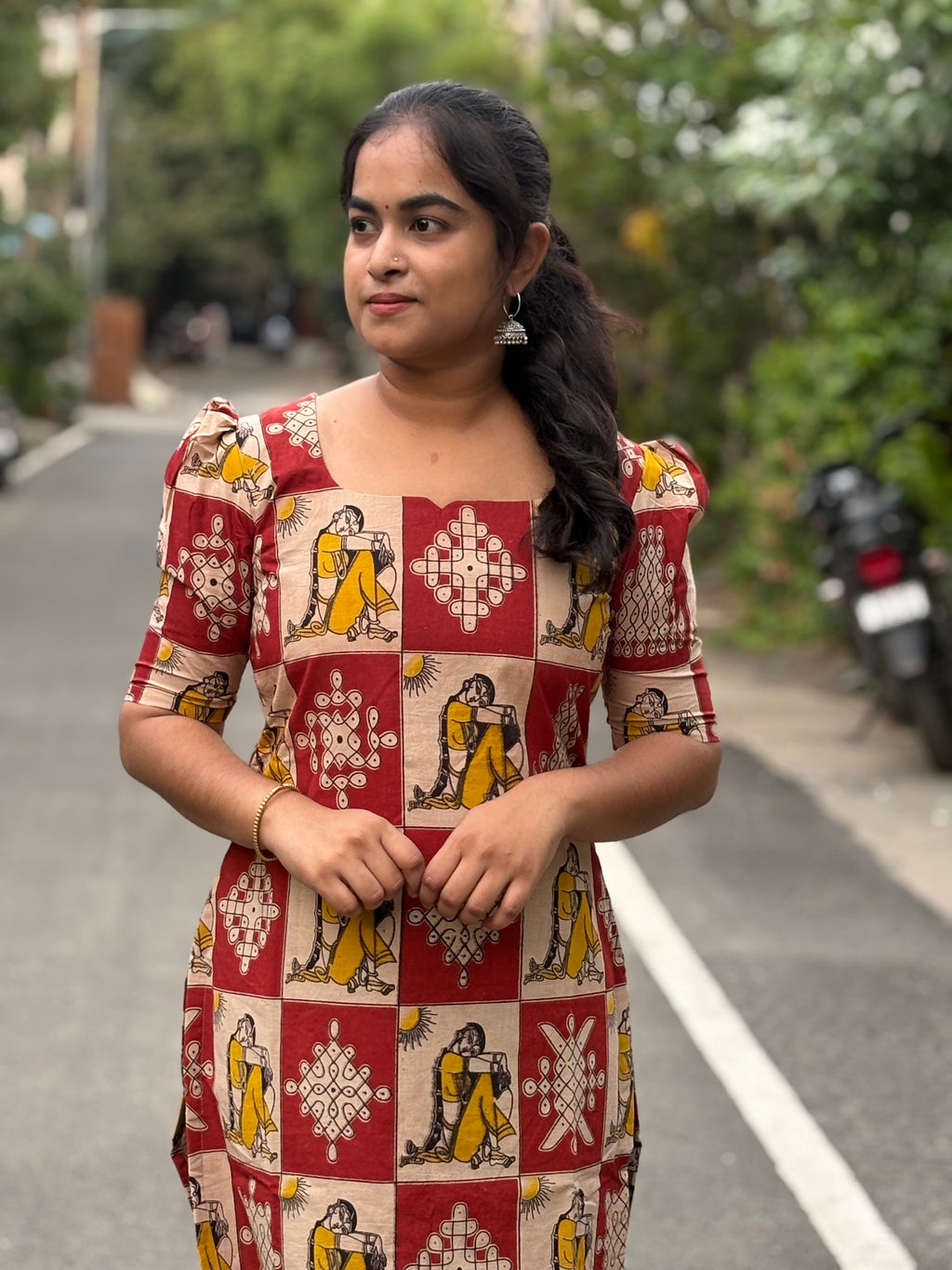 Bapu Bomma Kalamkari Cotton Kurti