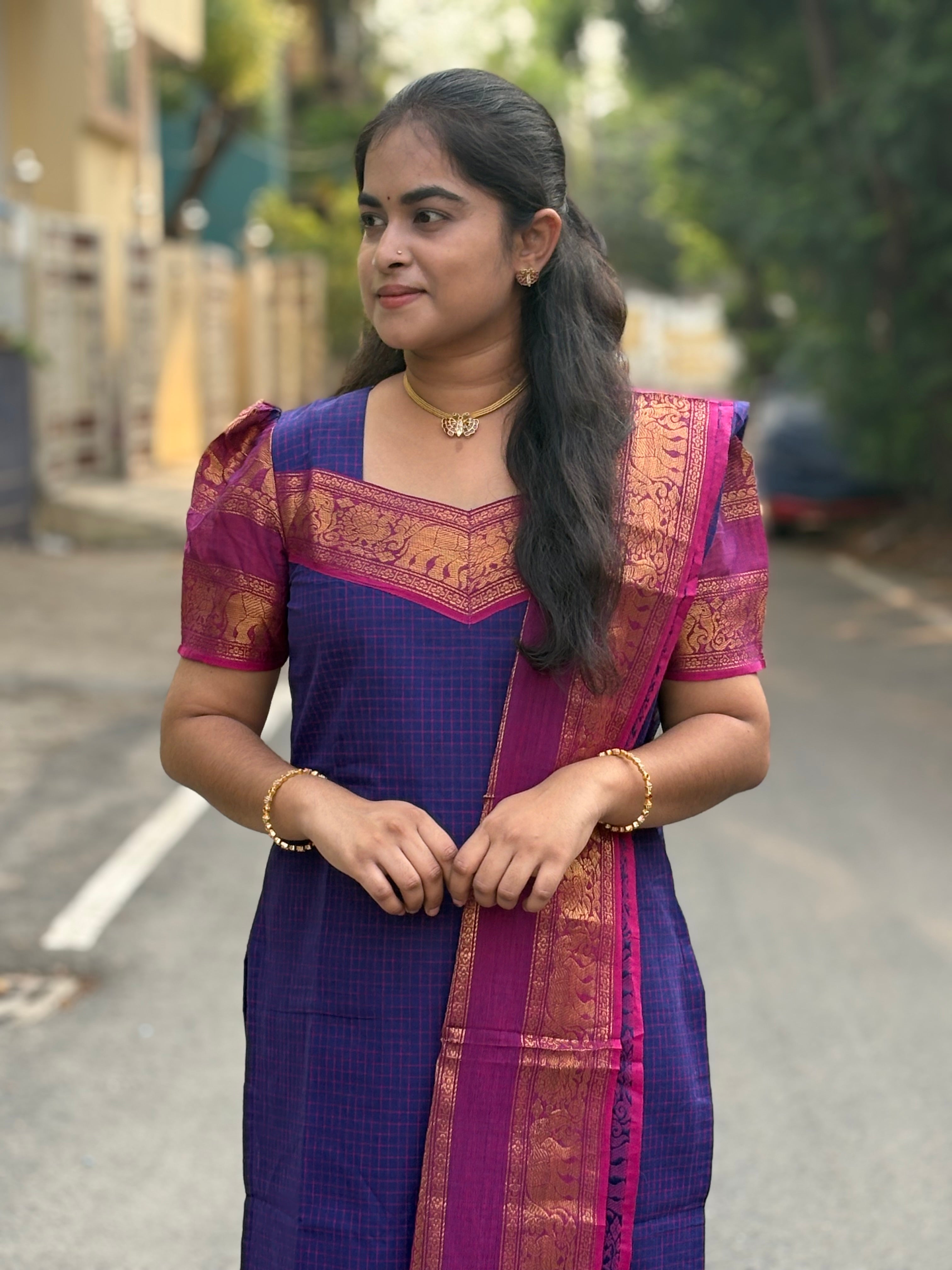 Korvai Kanchi Cotton Top and Dupatta Set