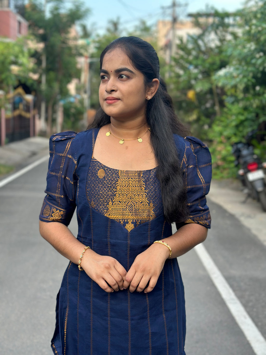 Meenakshi Gopuram Sungudi Cotton Coord Set
