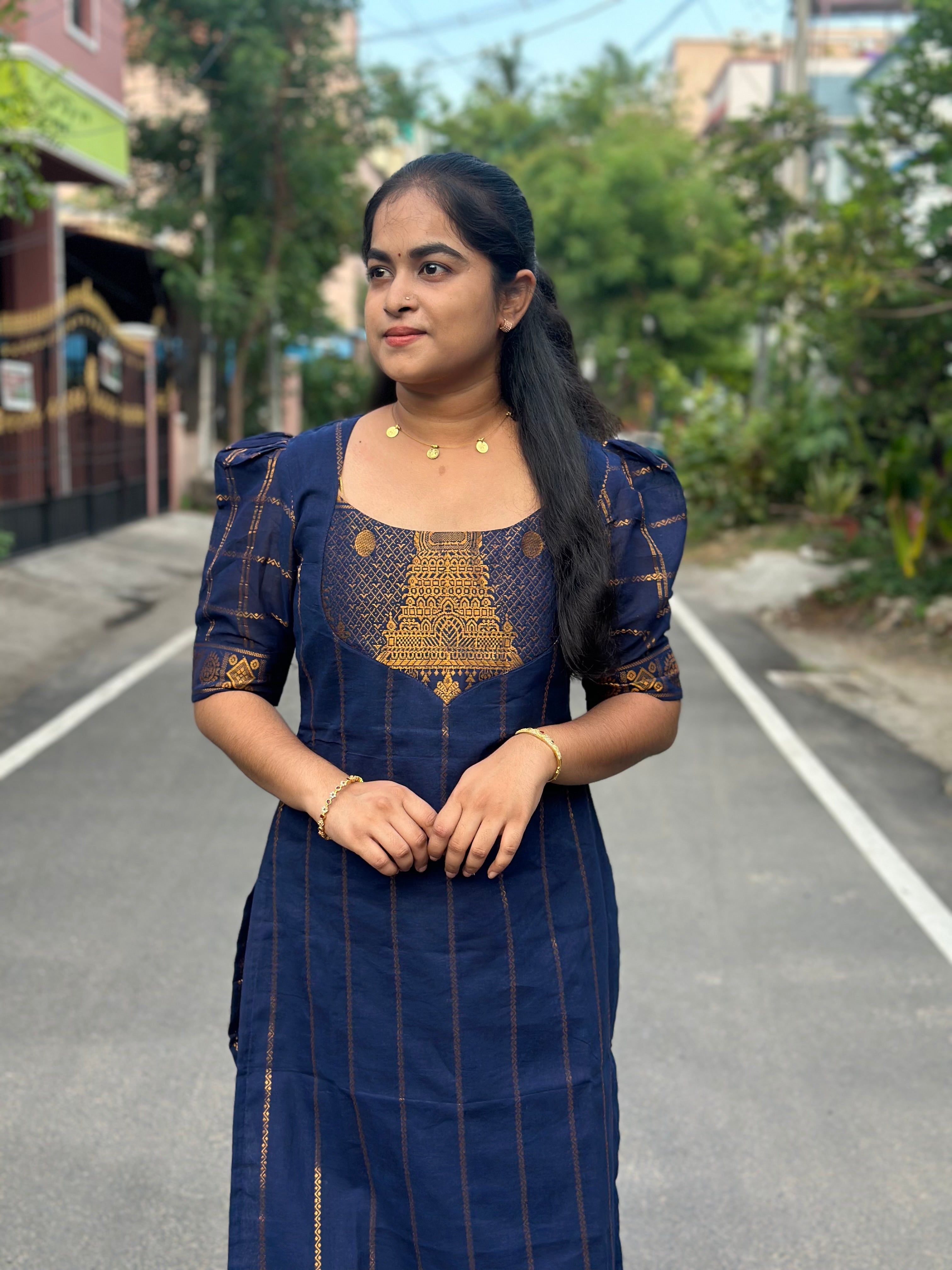 Meenakshi Gopuram Sungudi Cotton Coord Set