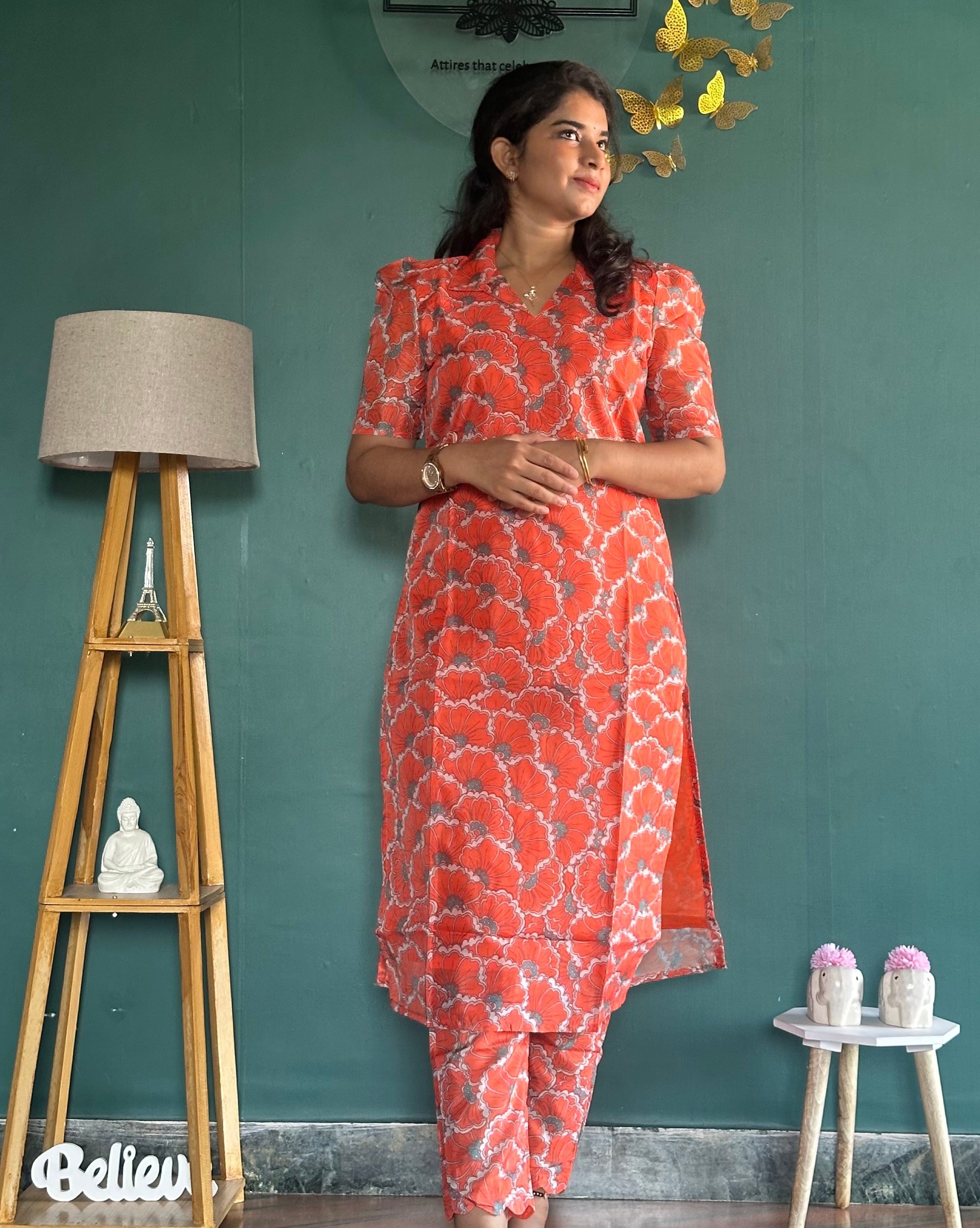 Orange Silk Coord Set