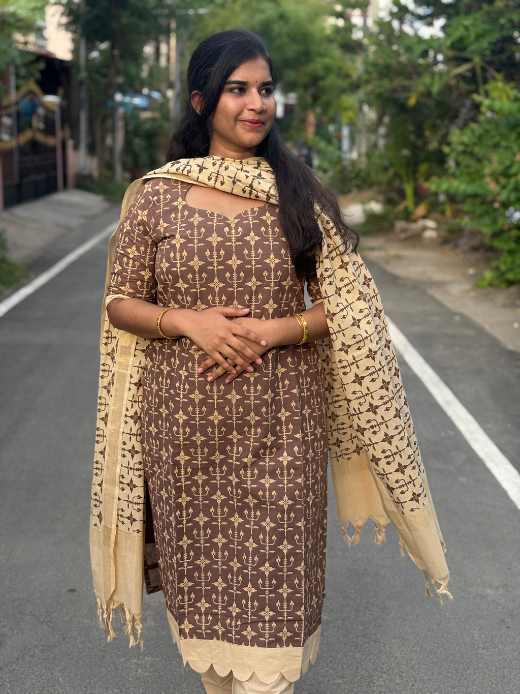 Printed Handloom Cotton Suit Set