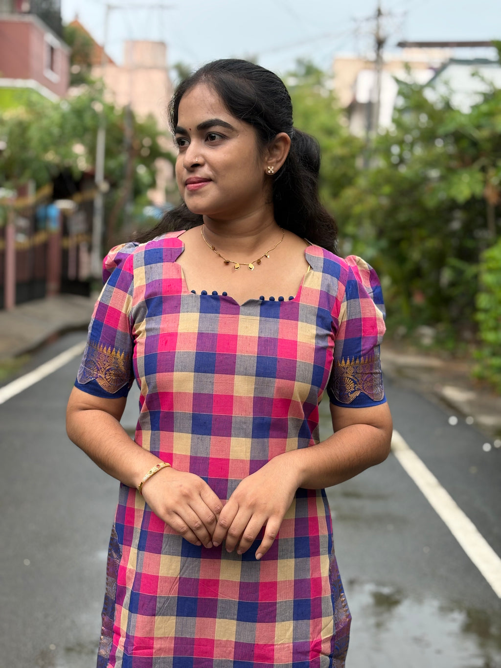 Paalum Pazhamum checks Cotton Coord Set