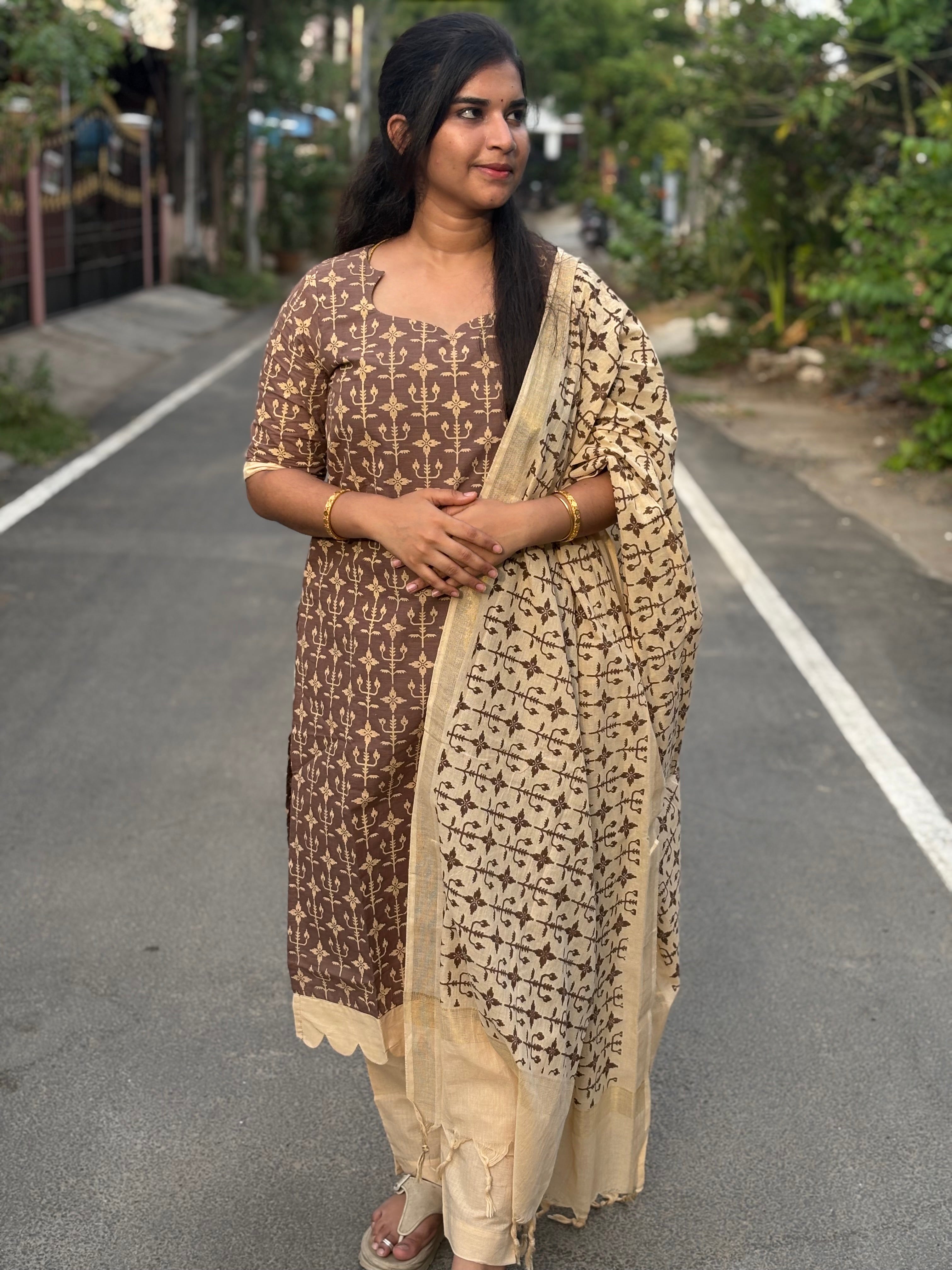 Printed Handloom Cotton Suit Set