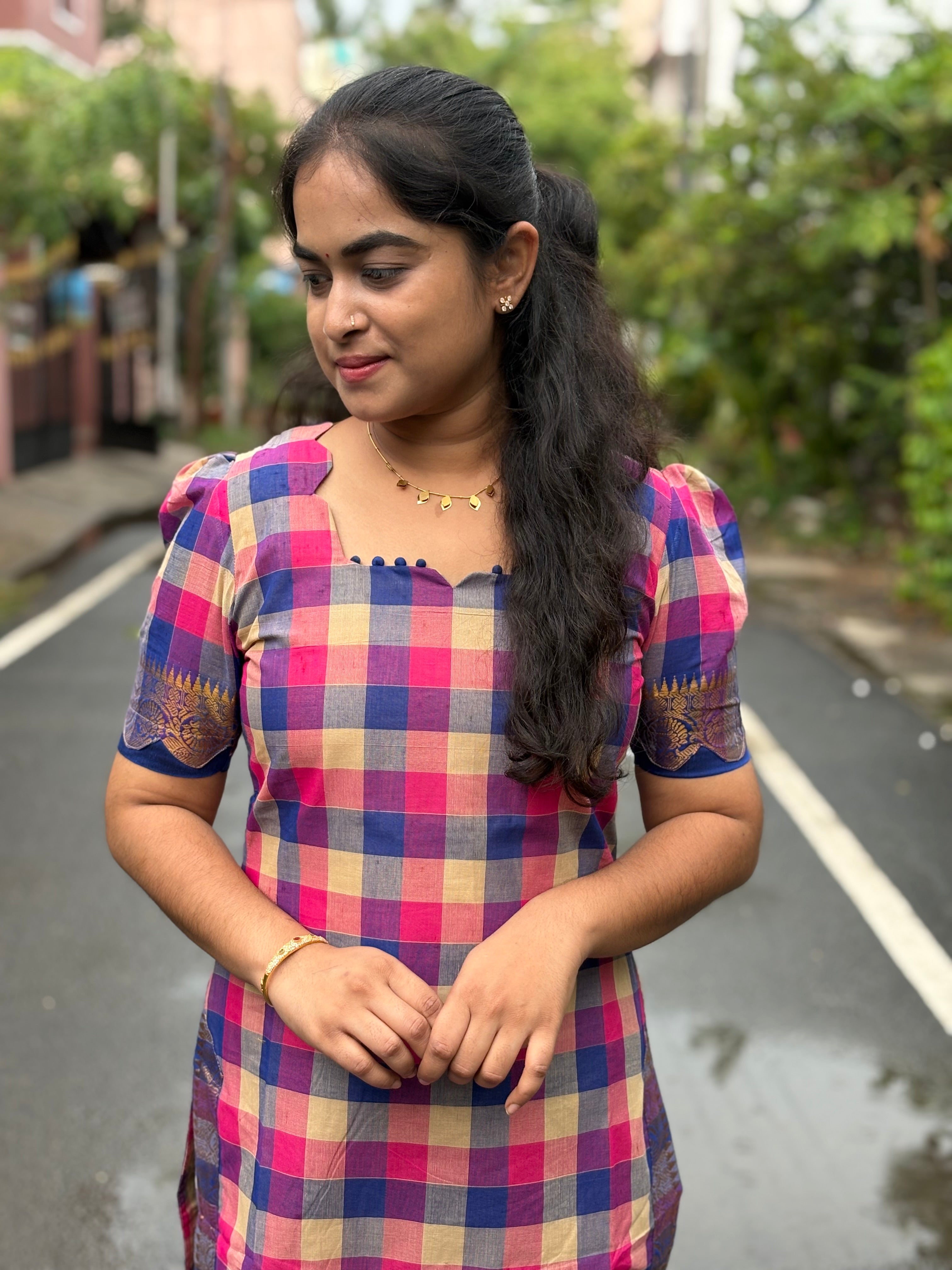 Paalum Pazhamum checks Cotton Coord Set