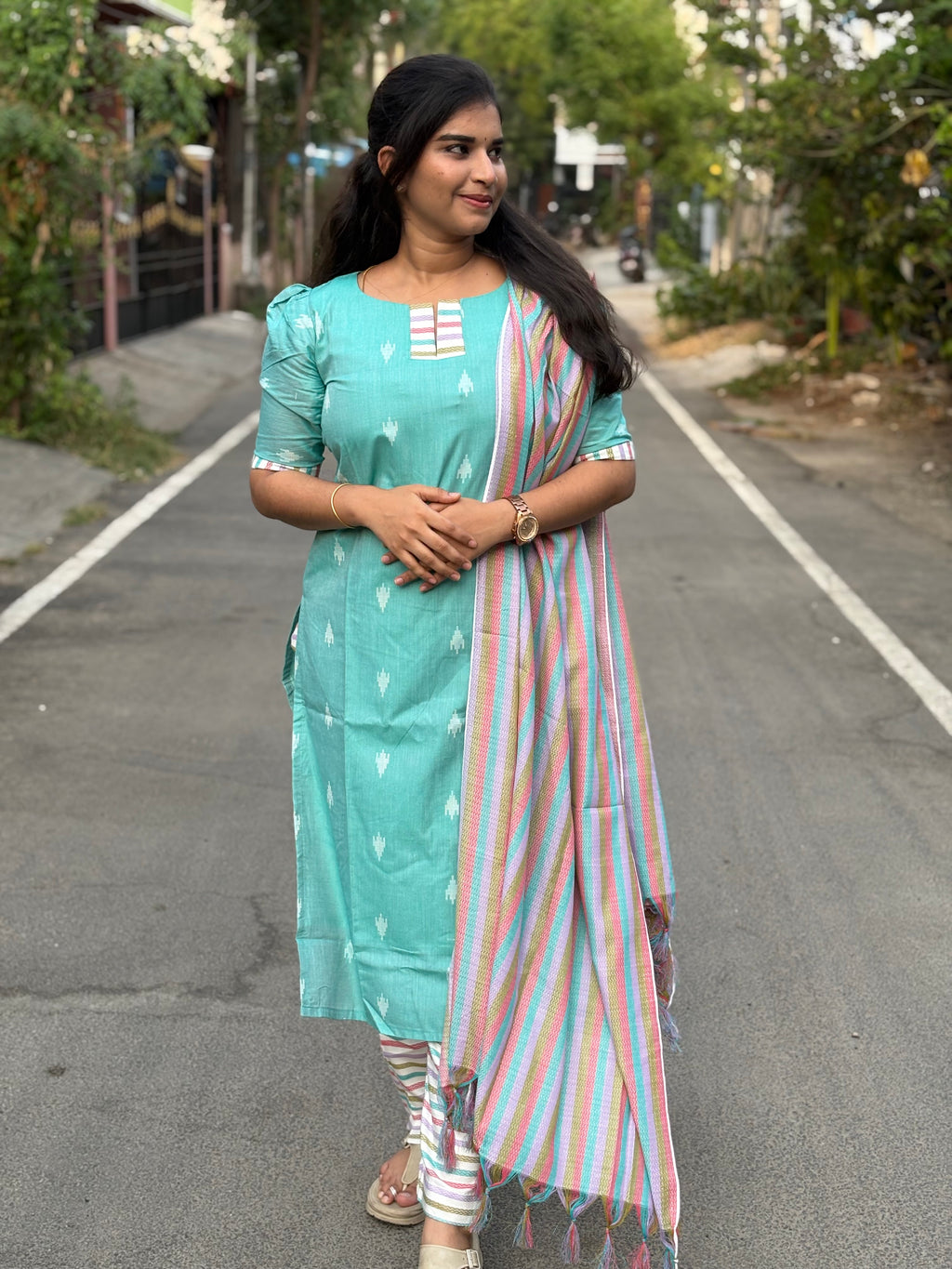 Multi Pastel Cotton Suit Set