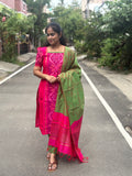 Pochampally Sico Set with Printed Dupatta