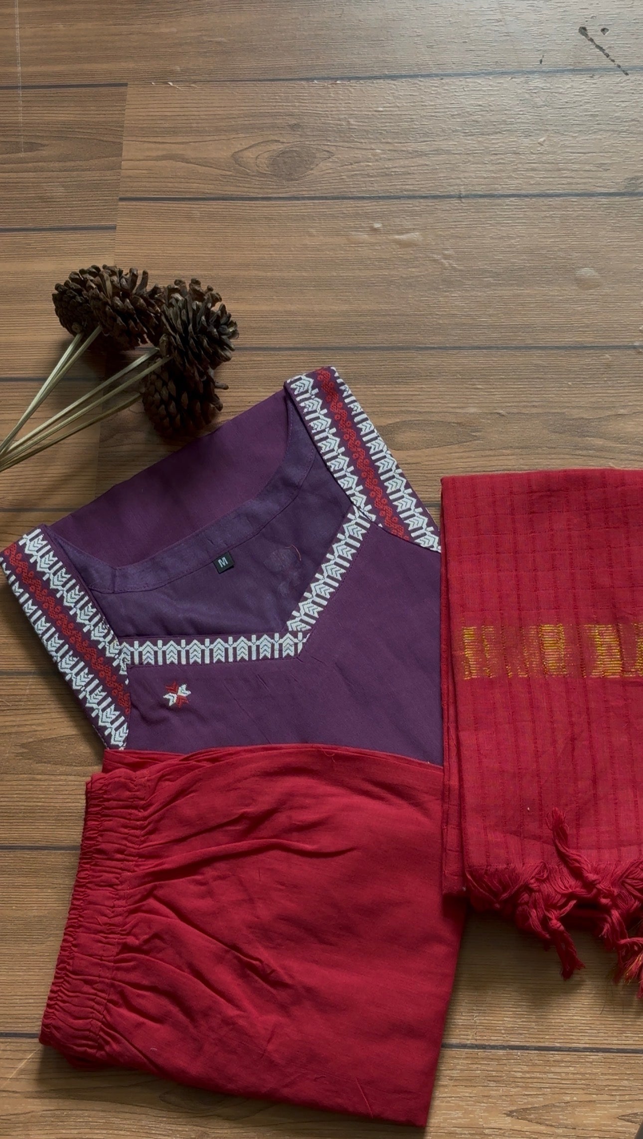 Handloom Cotton Suit set with Jamdhani border