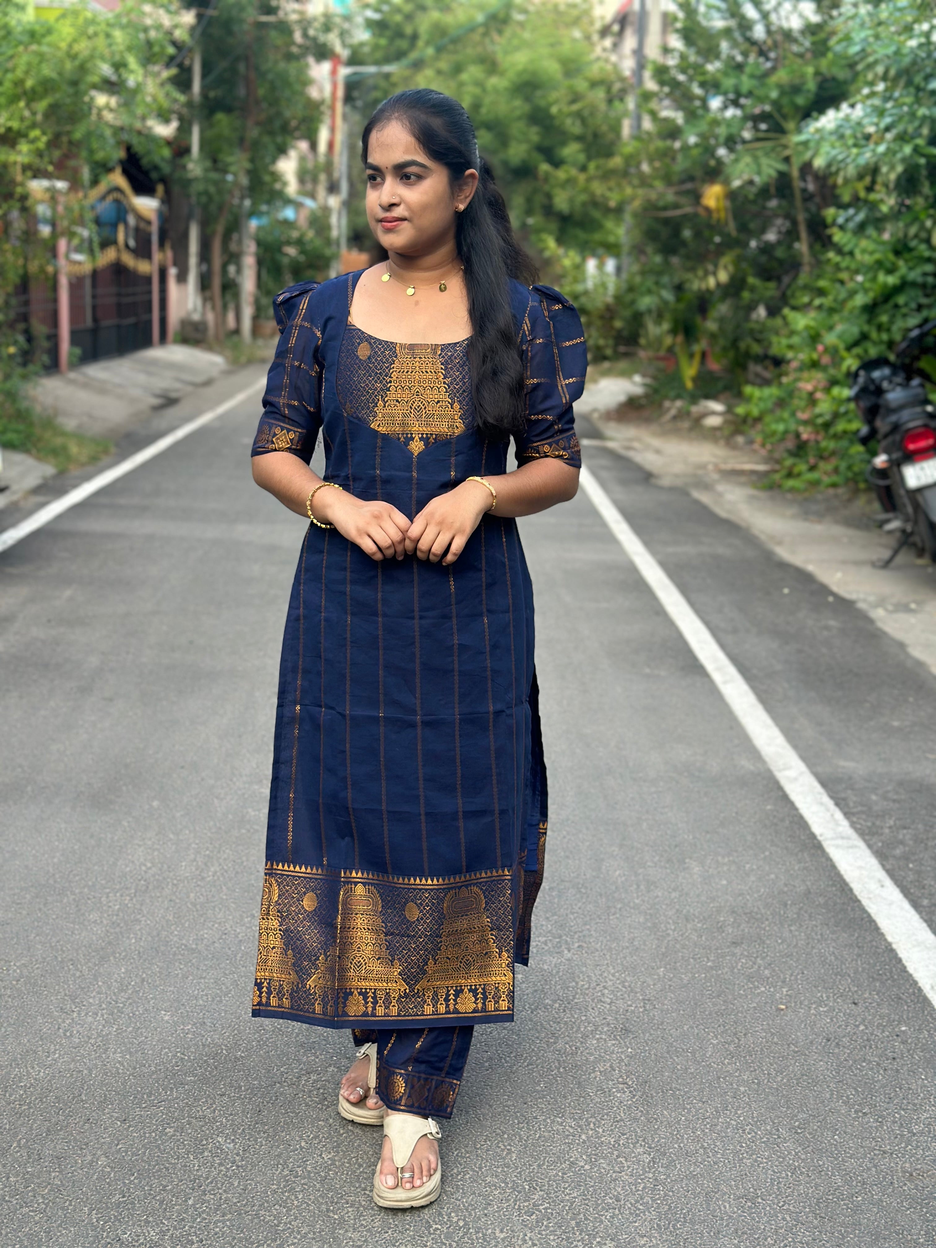 Meenakshi Gopuram Sungudi Cotton Coord Set