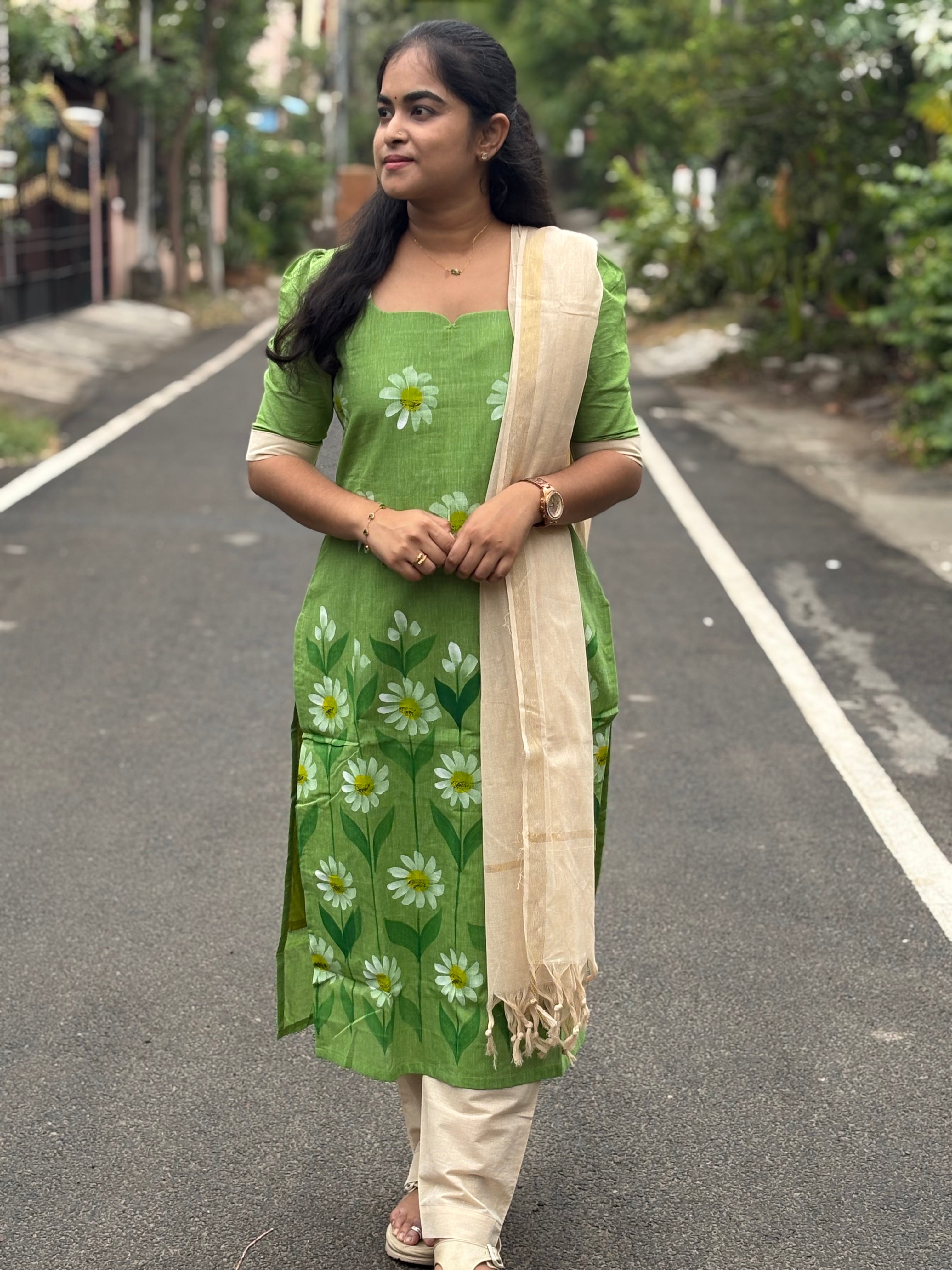 Brush Paint Handloom Cotton Suit Set