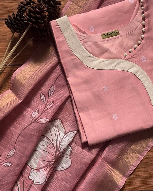 Buttersilk Suit Set With Digital Kota Jari Dupatta