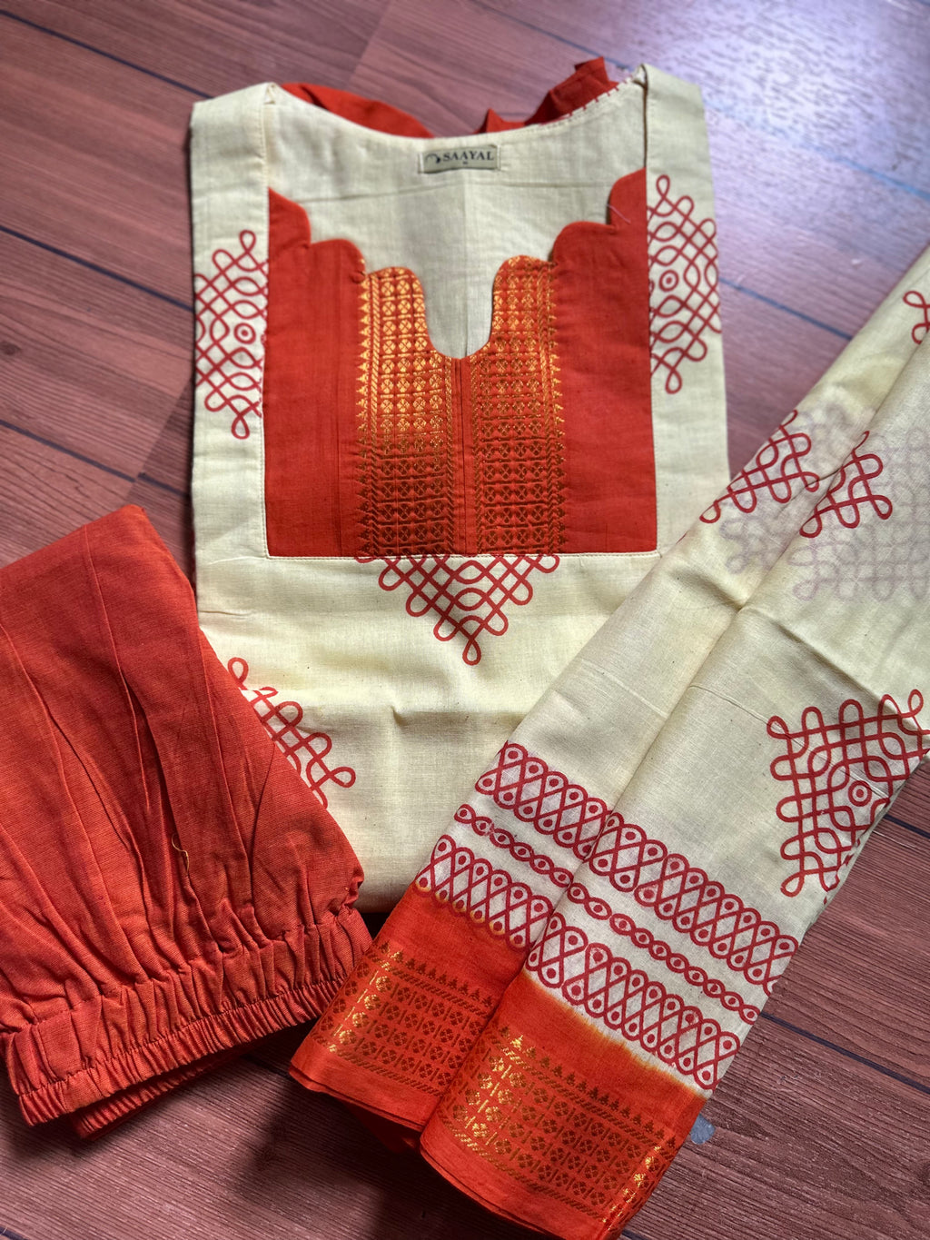 Kolam Sungudi Cotton Suit Set