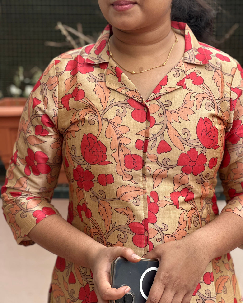 Floral Tussar Silk Top