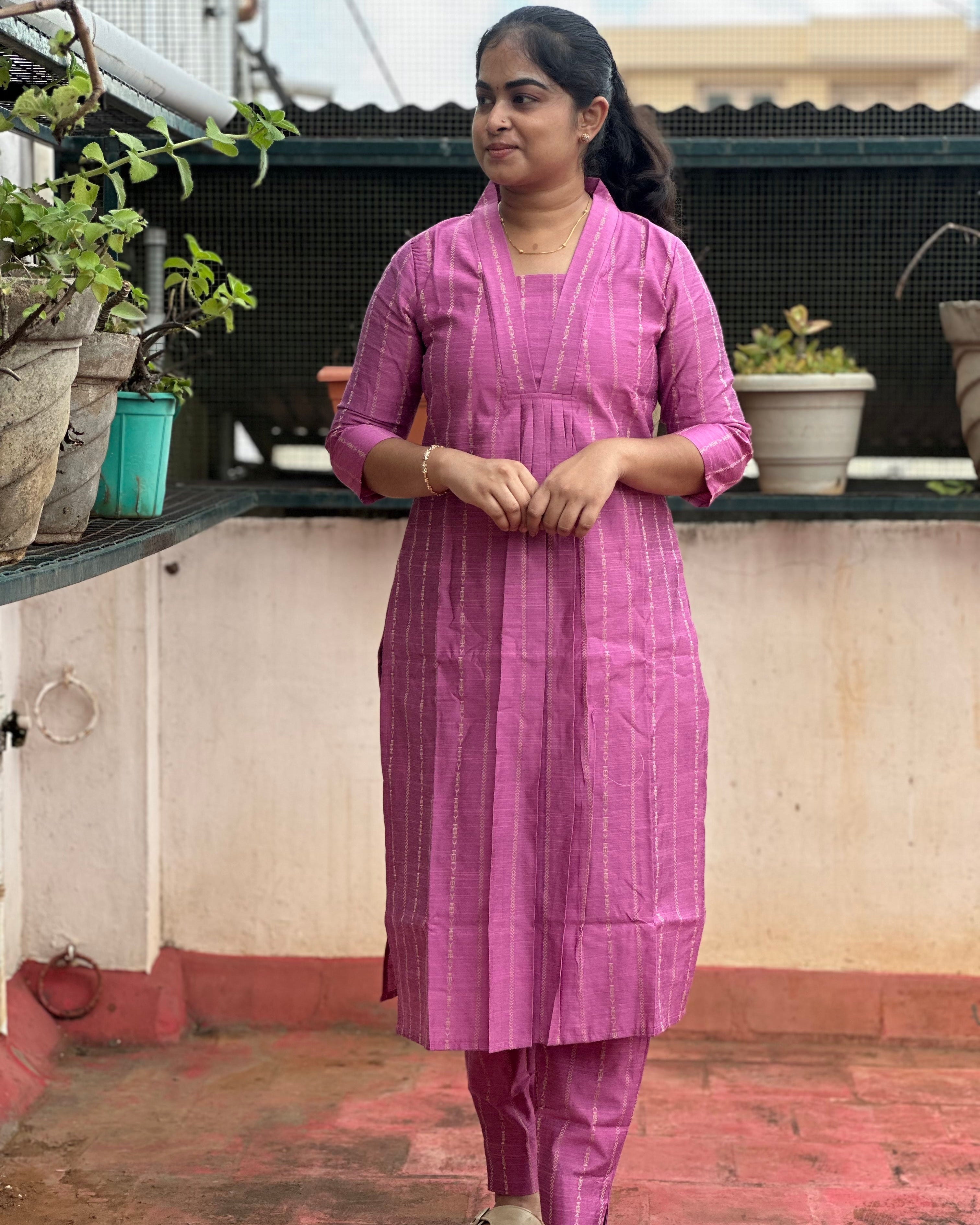 Purple Pink Raw Silk Coord