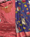 Rose Pink Suit Set With Chennuri Silk Dupatta