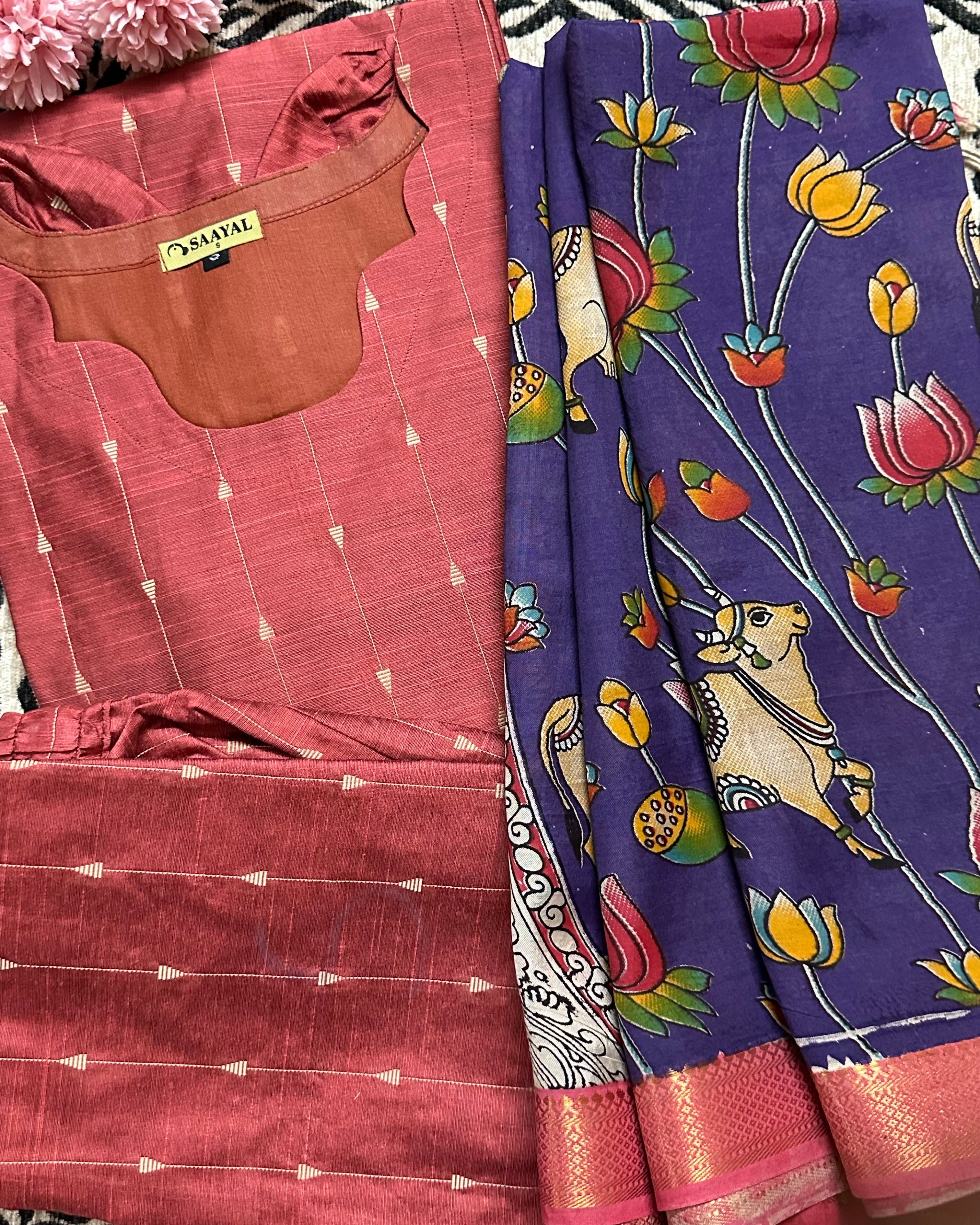 Rose Pink Suit Set With Chennuri Silk Dupatta