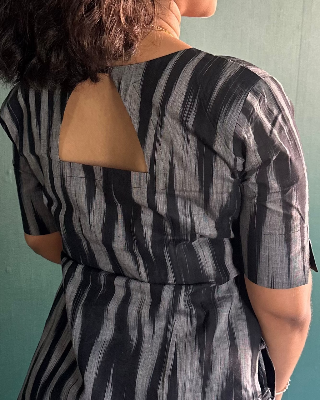 Black Ikkat Printed Kurti