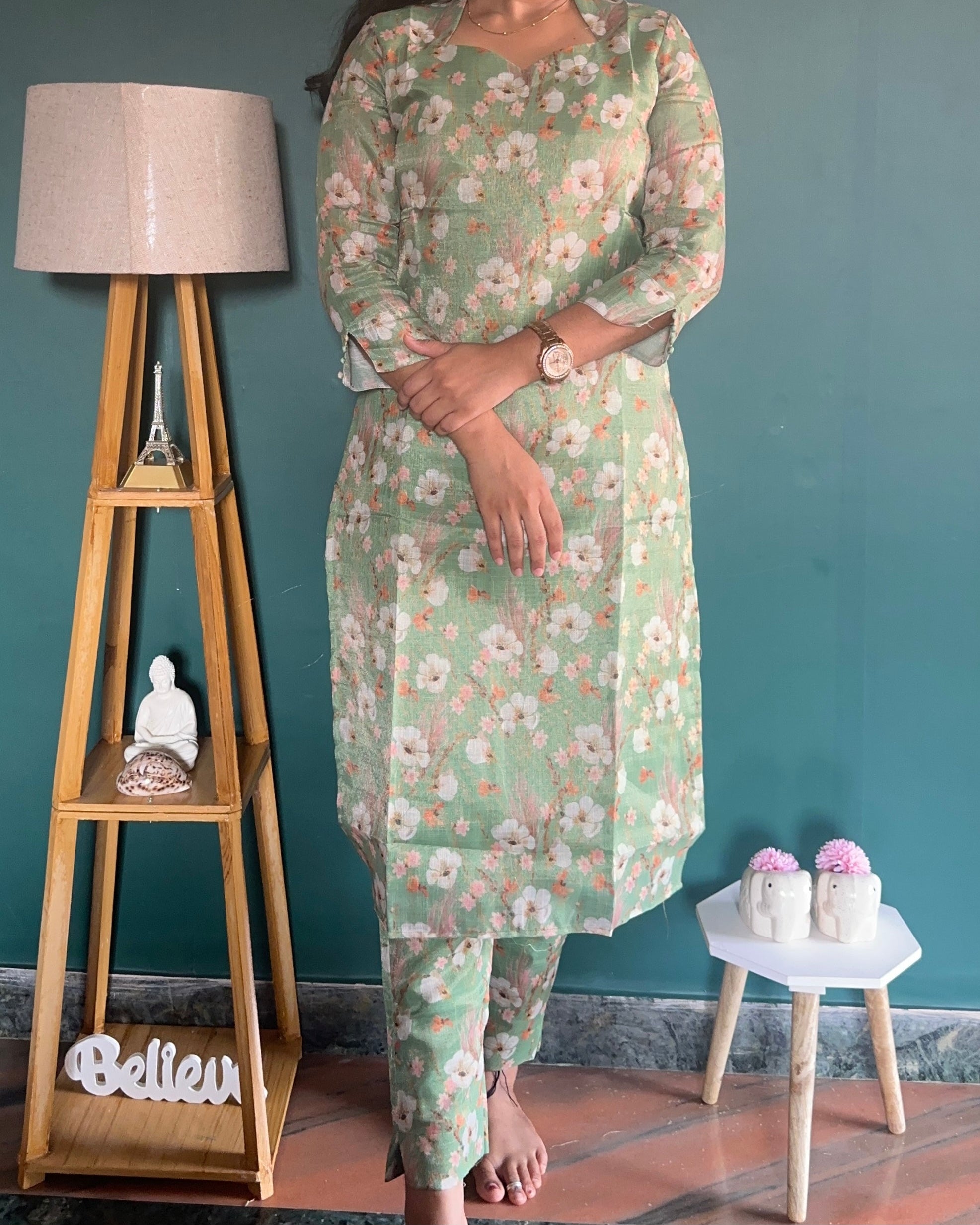 Pastel Green Linen Coord Set