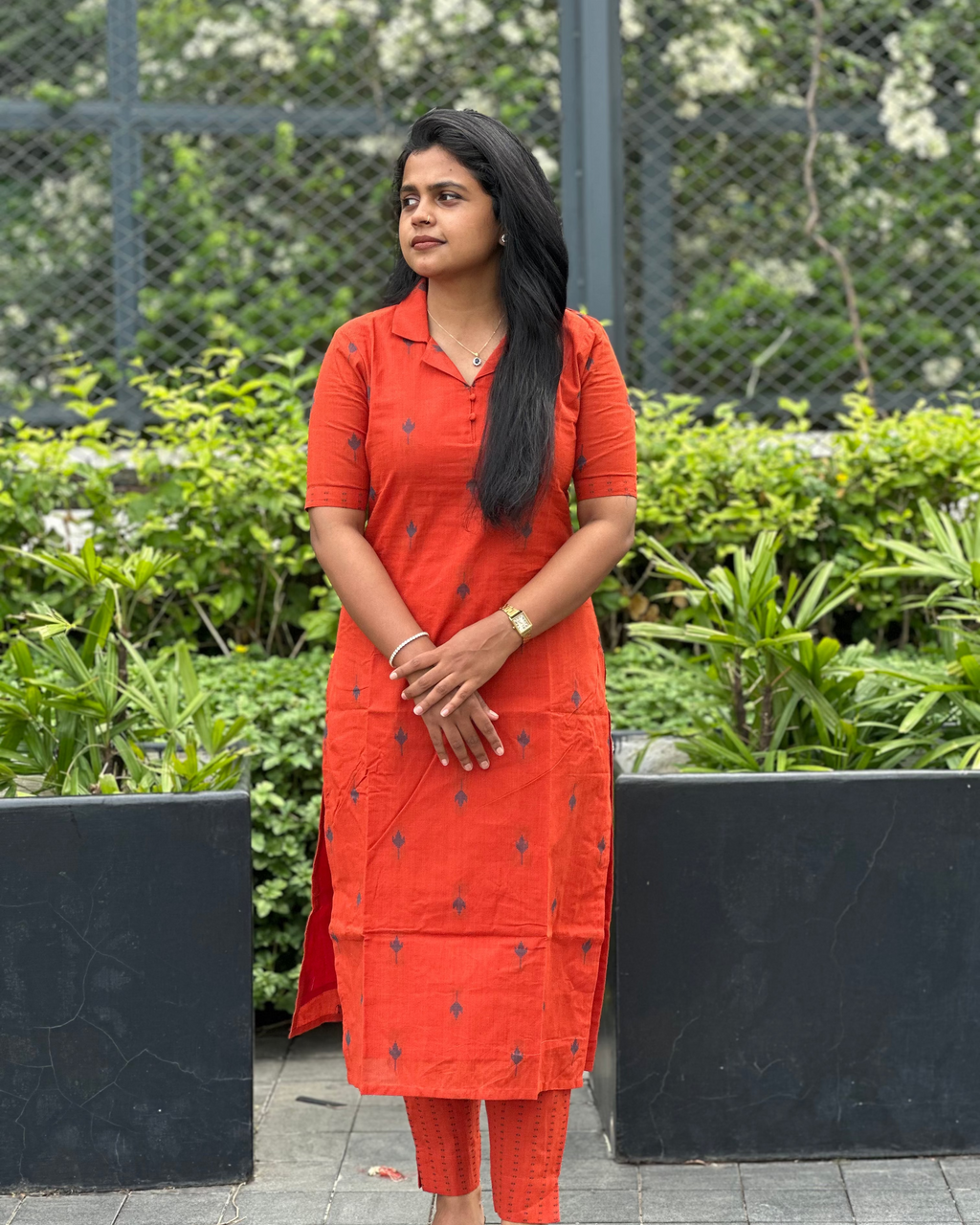 Red Handloom Cotton Coord Set